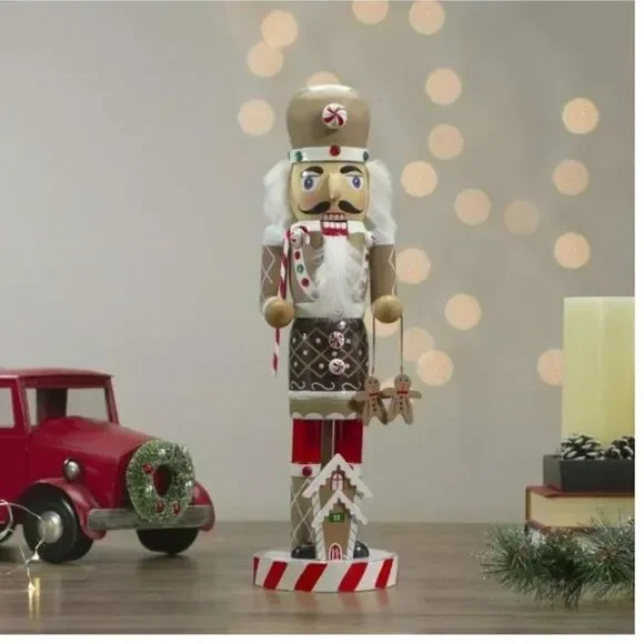 Northlight 14" Beige and Red Wooden Christmas Nutcracker Gingerbread Chef - Picture 2 of 2